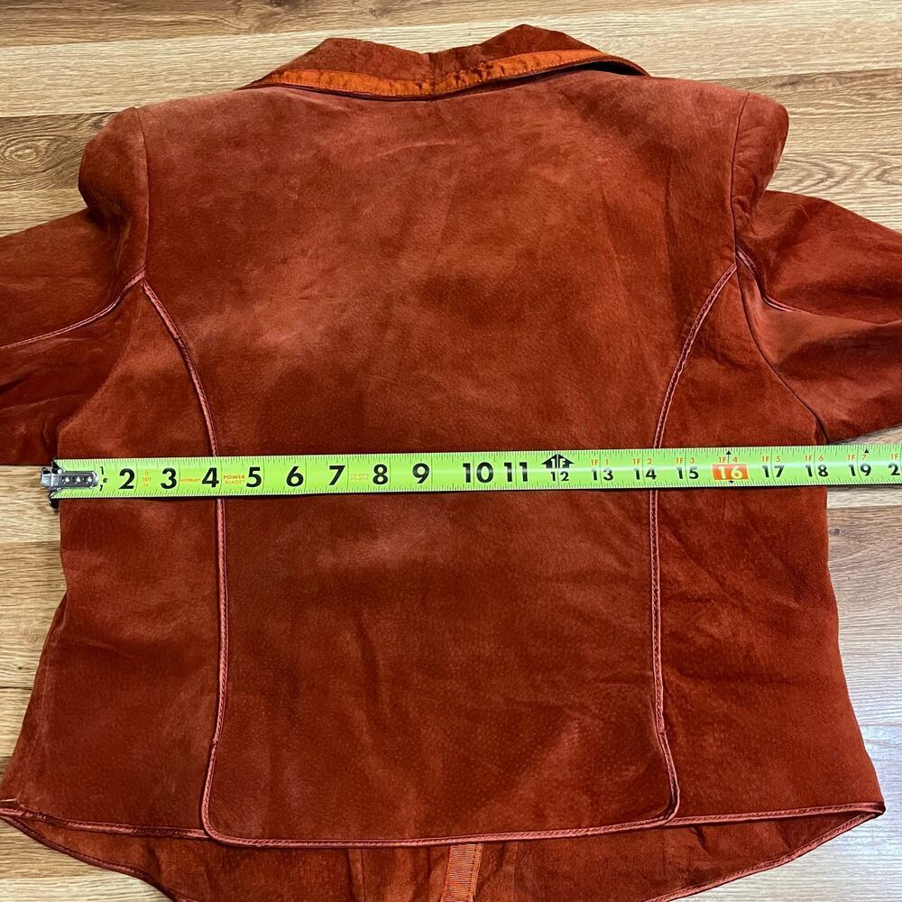 Di Vita Suede Moto Blazer Jacket Size 8 Burnt Orange - Picture 13 of 16